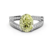 Oval Split Shank Pavé Engagement Ring Setting for a Fancy Yellow Lab-Grown Diamond | Platinum