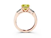 Asscher Cut Three Stone Engagement Ring Setting for a Fancy Yellow Lab-Grown Diamond | Tapered Baguettes | Rose Gold