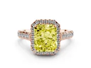 Radiant Cut Accented Halo Engagement Ring Setting for a Fancy Yellow Lab-Grown Diamond | Rose Gold