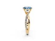 Oval Crossover Engagement Ring Setting for a Fancy Blue Lab-Grown Diamond | Yellow Gold