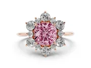 Cushion Cut Cluster Halo Engagement Ring Setting for a Fancy Pink Lab-Grown Diamond | Rose Gold