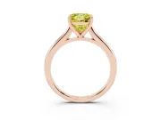 Fancy Yellow Princess Cut Diamond Solitaire Ring Set in Rose gold with Cathedral Band and Prong Setting