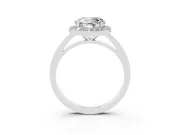 Round Thin Halo Low Profile Engagement Ring Setting | Slim Plain Band | Platinum