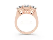 Emerald Cut Diamond Three-Stone Engagement Ring Set in Rose gold with Polished Band