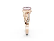 Asscher Cut Bypass Solitaire Engagement Ring Setting for a Fancy Pink Lab-Grown Diamond | Pavé Strands | Rose Gold