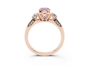Pear-Shaped Hidden Halo Three Stone Engagement Ring Setting for a Fancy Pink Lab-Grown Diamond | Rose Gold