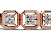 Round Diamond Tennis Bracelet Set in Rose gold with Milgrain Bezel Setting