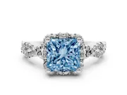Princess Cut Halo Engagement Ring Setting for a Fancy Blue Lab-Grown Diamond | Sterling Silver - Design NV-24725