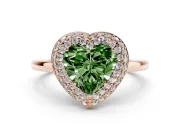 Heart-Shaped Pave Halo Engagement Ring Setting for a Fancy Green Lab-Grown Diamond | Slim Plain Band | Rose Gold