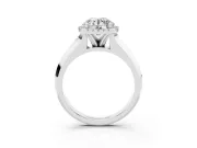 Round Cut Diamond Halo Ring Set in White gold with Cathedral Band and Prong Setting