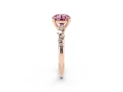 Fancy Pink Round Cut Diamond Solitaire Vine Band Ring Set in Rose gold with Round Accents and Prong Setting