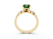 Fancy Green Princess Cut Diamond Solitaire Ring Set in Yellow gold with Marquise Twist Band and Prong Setting