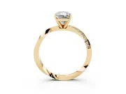 Radiant Cut Diamond Engagement Ring Set in Yellow gold with Side Stone Accents and Prong Setting