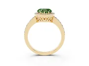 Fancy Green Heart Cut Diamond Halo Ring Set in Yellow gold with Pavé-Setting Band and Open Prong Center
