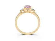 Pear-Shaped Three Stone Engagement Ring Setting for a Fancy Pink Lab-Grown Diamond | Pavé Band | Yellow Gold
