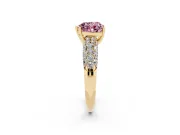 Heart-Shaped Multi Row Pave Engagement Ring Setting for a Fancy Pink Lab-Grown Diamond | Yellow Gold