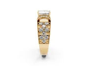Princess Cut Vintage Milgrain Pave Engagement Ring Setting | Crescent Side Rows | Yellow Gold
