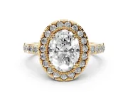 Oval Vintage Milgrain Halo Engagement Ring Setting | Pierced Gallery | Yellow Gold