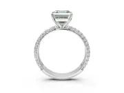 Asscher Cut Domed Pavé Engagement Ring Setting for a Fancy Green Lab-Grown Diamond | White Gold