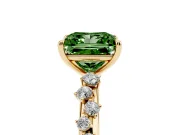 Fancy Green Princess Cut Diamond Cluster Solitaire Ring Set in Yellow gold with Prong Setting