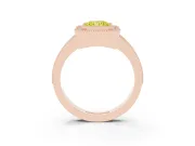Fancy Yellow Radiant Cut Diamond Halo Engagement Ring Set in Rose gold with Pavé Band and Round Halo Stones