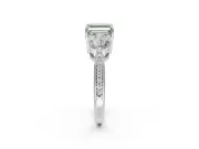 Asscher Cut Three Stone Engagement Ring Setting for a Fancy Green Lab-Grown Diamond | Tapered Pave Band | Platinum