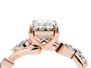 Emerald Cut Twisted Vine Engagement Ring Setting | Marquise Side Stones | Rose Gold
