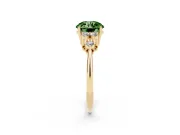 Round Cluster Accent Engagement Ring Setting for a Fancy Green Lab-Grown Diamond | Yellow Gold