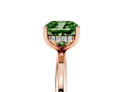 Fancy Green Cushion Cut Diamond Solitaire Engagement Ring Set in Rose gold with Prong Setting and Polished Band