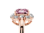 Princess Cut Graduated Milgrain Halo Engagement Ring Setting for a Fancy Pink Lab-Grown Diamond | Rose Gold