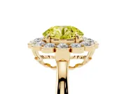 Round Scalloped Cluster Halo Engagement Ring Setting for a Fancy Yellow Lab-Grown Diamond | Plain Band | Yellow Gold