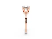Asscher Cut Tapered Solitaire Engagement Ring Setting | Claw Prong Head | Rose Gold