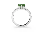 Fancy Green Heart Cut Diamond Cluster Solitaire Ring Set in Silver with Prong Setting