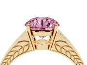 Round Split Shank Pavé Engagement Ring Setting for a Fancy Pink Lab-Grown Diamond | Yellow Gold