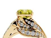 Asscher Cut Bypass Pavé Engagement Ring Setting for a Fancy Yellow Lab-Grown Diamond | Graduated Pavé | Yellow Gold