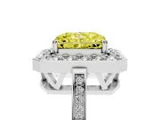 Radiant Cut Halo Engagement Ring Setting for a Fancy Yellow Lab-Grown Diamond | Polished Halo Rim | Platinum