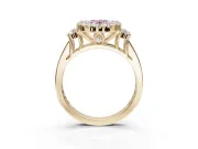 Oval Halo Engagement Ring Setting for a Fancy Pink Lab-Grown Diamond | Side Clusters | Yellow Gold