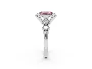 Emerald Cut Floral Engagement Ring Setting for a Fancy Pink Lab-Grown Diamond | Petal Frame and Side Stones | Platinum