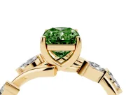 Radiant Cut Twisted Vine Engagement Ring Setting for a Fancy Green Lab-Grown Diamond | Yellow Gold