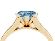 Heart-Shaped Half Bezel Engagement Ring Setting for a Fancy Blue Lab-Grown Diamond | Yellow Gold