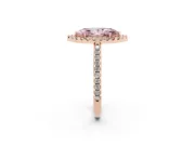 Marquise Pave Halo Engagement Ring Setting for a Fancy Pink Lab-Grown Diamond | Pave Band | Rose Gold