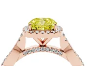 Cushion Cut Twist Halo Engagement Ring Setting for a Fancy Yellow Lab-Grown Diamond | Rose Gold