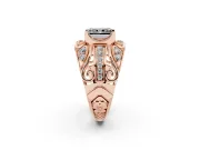 Radiant Cut Art Deco Graduated Engagement Ring Setting for a Black Center | Split Shank | Rose Gold