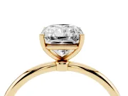 Radiant Cut Diamond Solitaire Engagement Ring Set in Yellow gold with Thin Band and Prong Setting