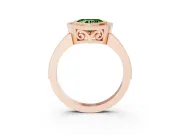 Fancy Green Heart Cut Diamond Halo Ring Set in Rose gold with Pavé Band and Milgrain-Edged Prongs
