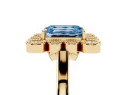 Emerald Cut Milgrain Cluster Halo Engagement Ring Setting for a Fancy Blue Lab-Grown Diamond | Plain Band | Yellow Gold