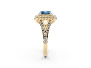 Asscher Cut Halo Split Shank Engagement Ring Setting for a Fancy Blue Lab-Grown Diamond | Pavé Strands | Yellow Gold