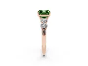 Asscher Cut Five Stone Engagement Ring Setting for a Fancy Green Lab-Grown Diamond | Prong Set Side Stones | Rose Gold