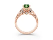 Cushion Cut Filigree Engagement Ring Setting for a Fancy Green Lab-Grown Diamond | Rose Gold