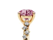Round Graduated Accent Engagement Ring Setting for a Fancy Pink Lab-Grown Diamond | Yellow Gold